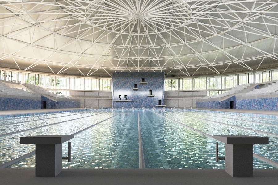 Pécsi fürdőkomplexum látványterv - Fedett uszoda Pécsi fürdőkomplexum látványterv - Fedett uszoda